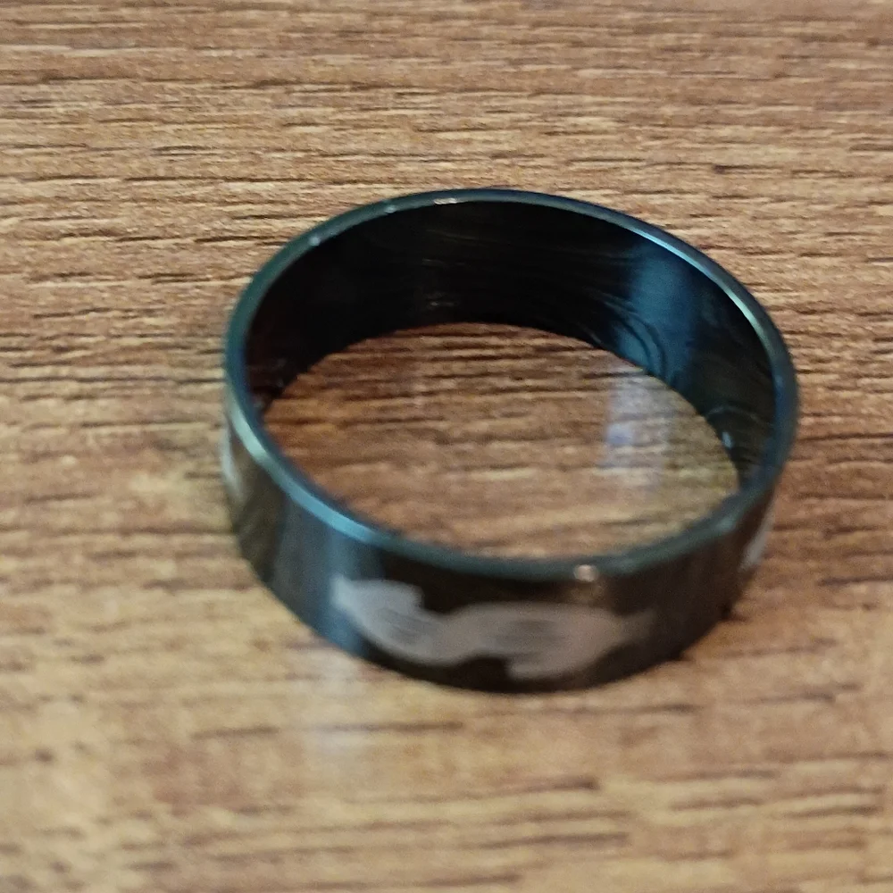 Black Dollar Sign Stainless Steel Men's Ring Size 12